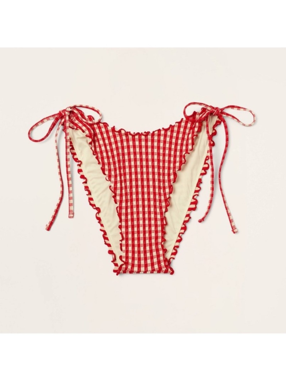 Red Gingham Tie-Side Bikini Bottom